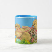 Vintage Blauwe Happy Easter Baby Kip Combo Mok (Midden)
