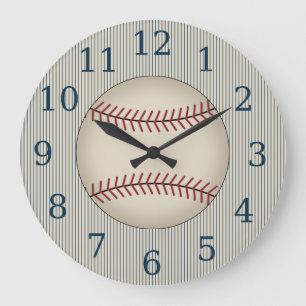Vintage Blauwe Honkbal Wandklok Cadeau Grote Klok