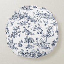 Vintage Blauwe Toile Kussen | Frans Landelijk P