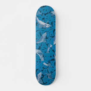 Vintage Blauwe Vis & Zeewier: Art Nouveau Zeevaart Skateboard