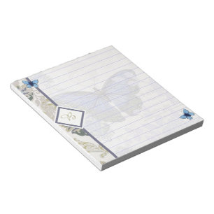 Vintage blauwe vlinder notitieblok