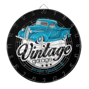 Vintage Blauwe Vrachtwagens Dartbord