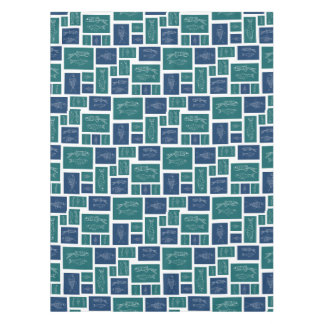 Vintage Blauwgroen Vispatroon Tafelkleed