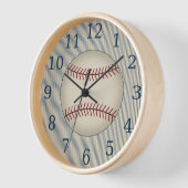 Vintage Bleu Baseball Mur Horloge Cadeau (Angle)