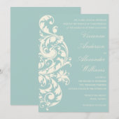 VINTAGE BLEU & CRÈME FLOURISÉ | FAIRE-PART DE MARI (Devant / Derrière)