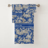 Vintage bleu foncé toile de jouy imprimé (En situation)