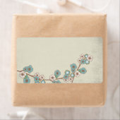 Vintage bleu sakura fleurs Étiquette (En situation)