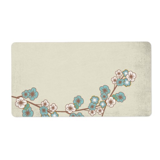 Vintage bleu sakura fleurs Étiquette (Devant)