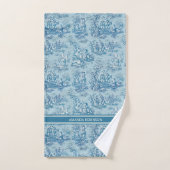 Vintage bleu turquoise toile de jouy imprimé (Serviette à main)