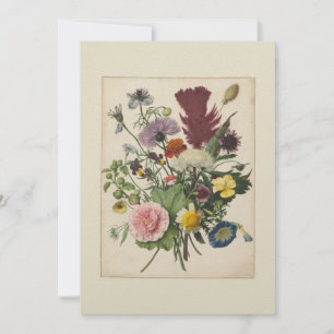 Vintage bloem 17e-eeuwse platte bedankkaart