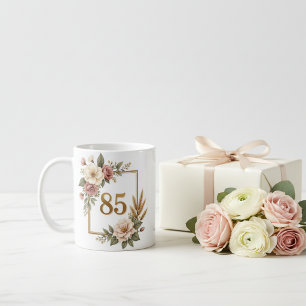 Vintage Bloem 85e Verjaardag Aangepaste Naam Koffiemok