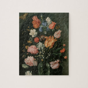 Vintage bloem barok, vaas met bloemen in een nis legpuzzel