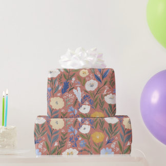 Vintage bloem botanische bruine waterverf  cadeaupapier