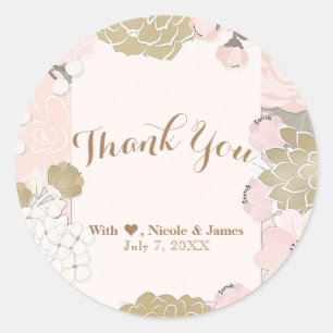 Vintage bloem botanische glamour roze roze & goud ronde sticker
