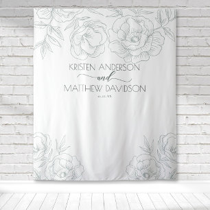 Vintage bloem botanische grijze bruiloft wandkleed