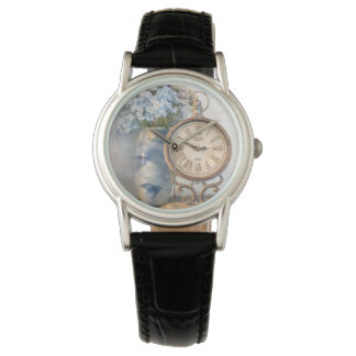 Vintage Bloem Franse Landklok Decoratie Horloge