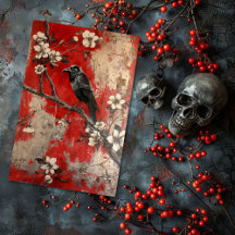 Vintage Bloem Gothic Raven Decoupage 