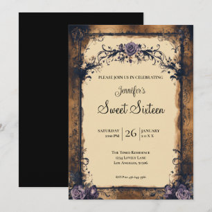Vintage Bloem Gothic Sweet 16 Kaart