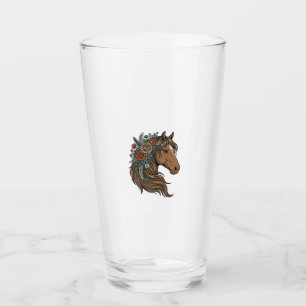 Vintage bloem hoofd paard vector ontwerp_1 glas