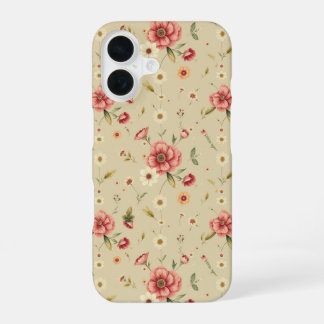 Vintage bloem iPhone- en iPad-hoesje in Beige iPhone 16 Hoesje