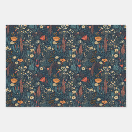 Vintage, bloem, kleurrijk, natuurgebied inpakpapier vel