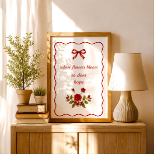 Vintage Bloem Motief Rode Lint Coquette Citaat Pri Poster