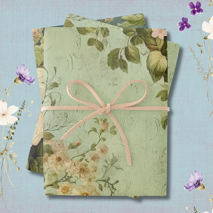 Vintage Bloem Roos Decoupage Inpakpapier Vel