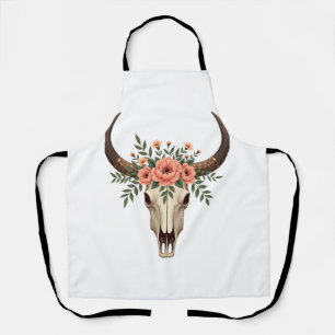 Vintage Bloem Stier Schedel Boho Westerse Botanisc Schort