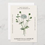 Vintage Bloemachtige 'Save The Date' Kaart (Voorkant / Achterkant)