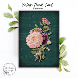 Vintage bloemboeket op een diepgroene schoolbord a kaart