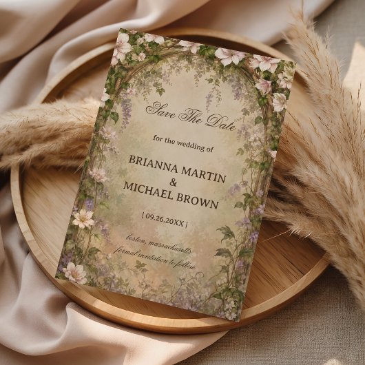 Vintage Bloemboog Romantisch Save The Date