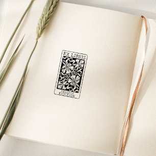 Vintage Bloemen Aangepaste Ex Libris Boek   Rubberstempel