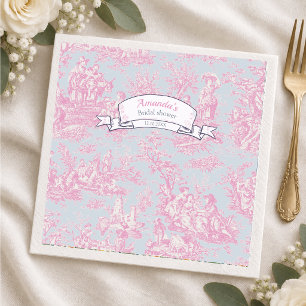 Vintage bloemen blauwe roze toile de jouy douche servet
