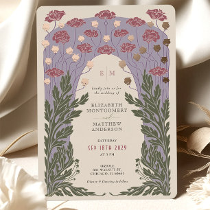Vintage Bloemen Bruiloft Lavendel Roze Goud Folie Uitnodiging