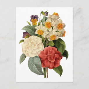 Vintage Bloemen, Camelia's en Narcissen, Redoute Briefkaart