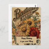 Vintage Bloemen Drie cent Verjaardag Briefkaart (Voorkant / Achterkant)