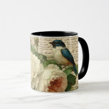 vintage bloemen en vogel