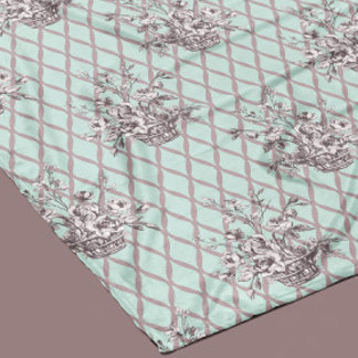Vintage bloemen fleece deken in mintblauw