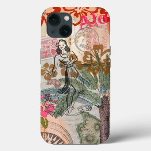 Vintage Bloemen Hula Kleurrijk Hawaiaans Tropisch iPhone 13 Hoesje