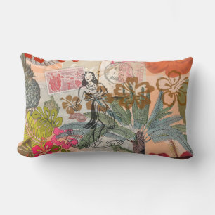 Vintage Bloemen Hula Kleurrijk Hawaiaans Tropisch  Kussen