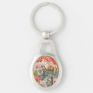 Vintage Bloemen Hula Kleurrijk Hawaiaans Tropisch Sleutelhanger