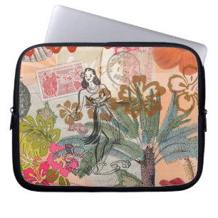 Vintage Bloemen Hula Kleurrijke Hawaiaanse Tropisc Laptop Sleeve