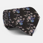 Vintage bloemen, kersenbloesem bloemen in een vaas stropdas (Opgerold)