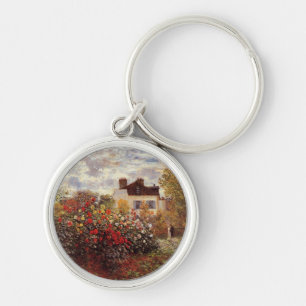 vintage bloemen monet-s-tuin-in-argenteuil-zon sleutelhanger