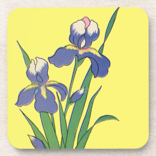 Vintage bloemen, paarse lentetuin Iris bloemen Bier Onderzetter