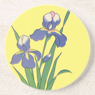Vintage bloemen, paarse lentetuin Iris bloemen Zandsteen Onderzetter