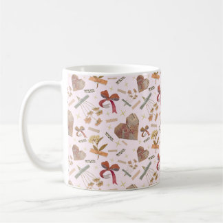 Vintage Bloemen & Papieren Harten Mok