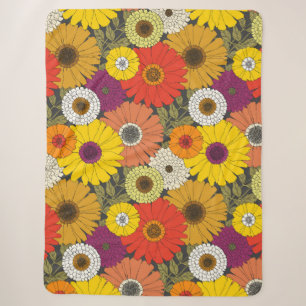 vintage bloemen sherpa deken