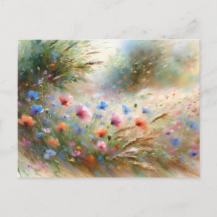 Vintage Bloemen Veld Natuur Scene Briefkaart