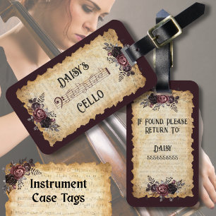 Vintage Bloemencelloorkest Instrumentenkofferlabel Bagagelabel